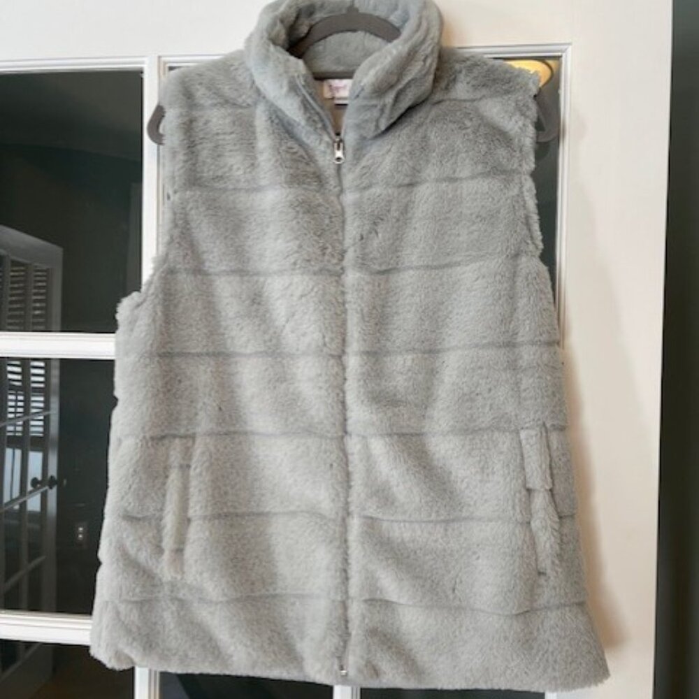 Women's Gray Furry Vest